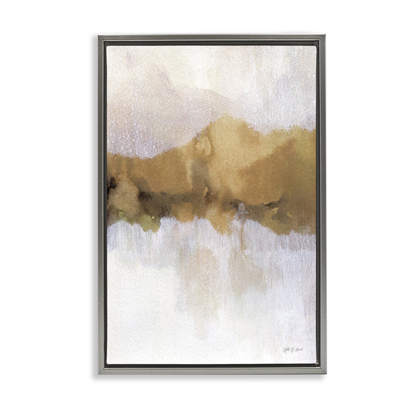 Toile flottante Centric Golden Abstract par Yvette St. Amant, Cadre flottant gris lustré, H 31 po x l 25 po x P 1,7 po