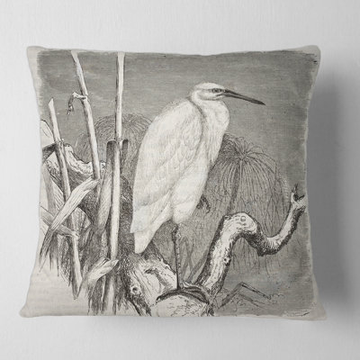 Little Egret Bird Animal Print Pillow