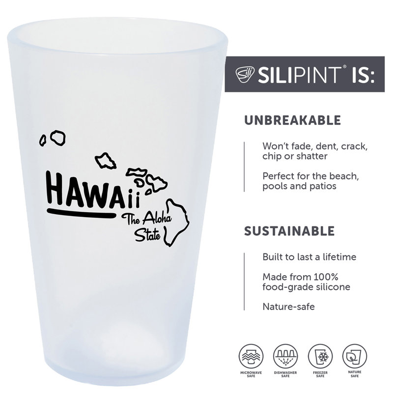 Silipint: Verres State Pint 16 oz: paquet de 2 - Hawaii - tasses en silicone glaçons incassables