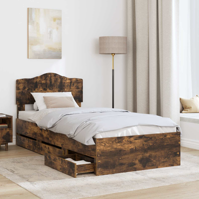 Bed, Smoked Oak, European Single (90 x 200 cm)
