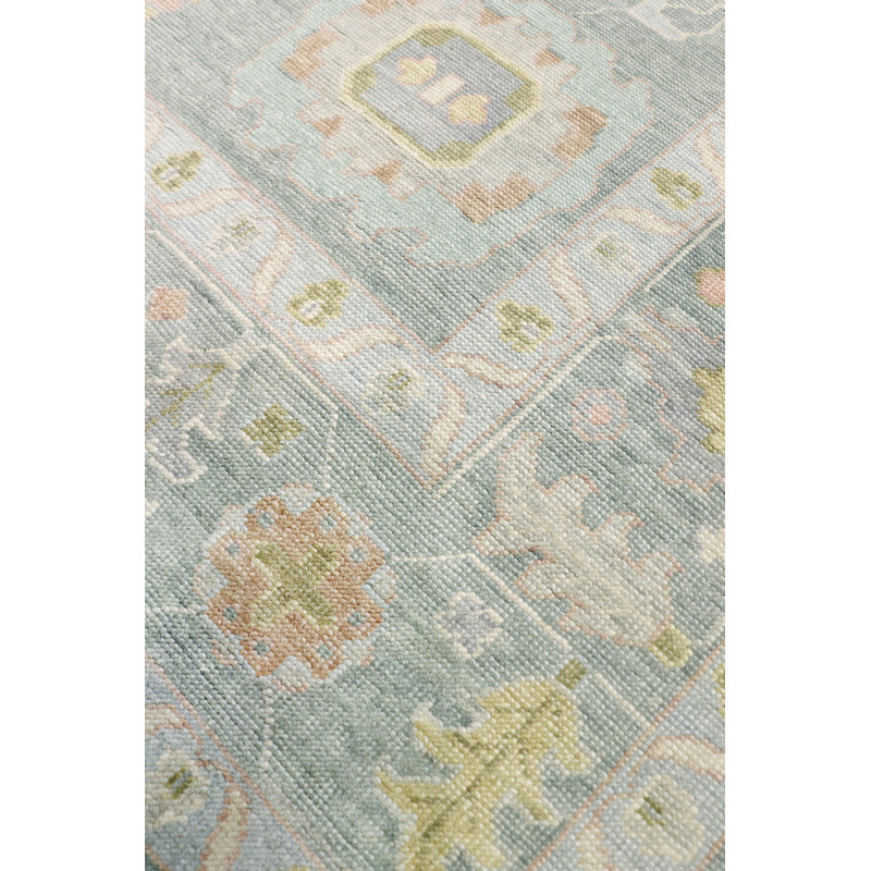 Oushak Hand Knotted Wool Oriental Area Rug in L. Blue / L. Blue, Rectangle 10'1" x 14'