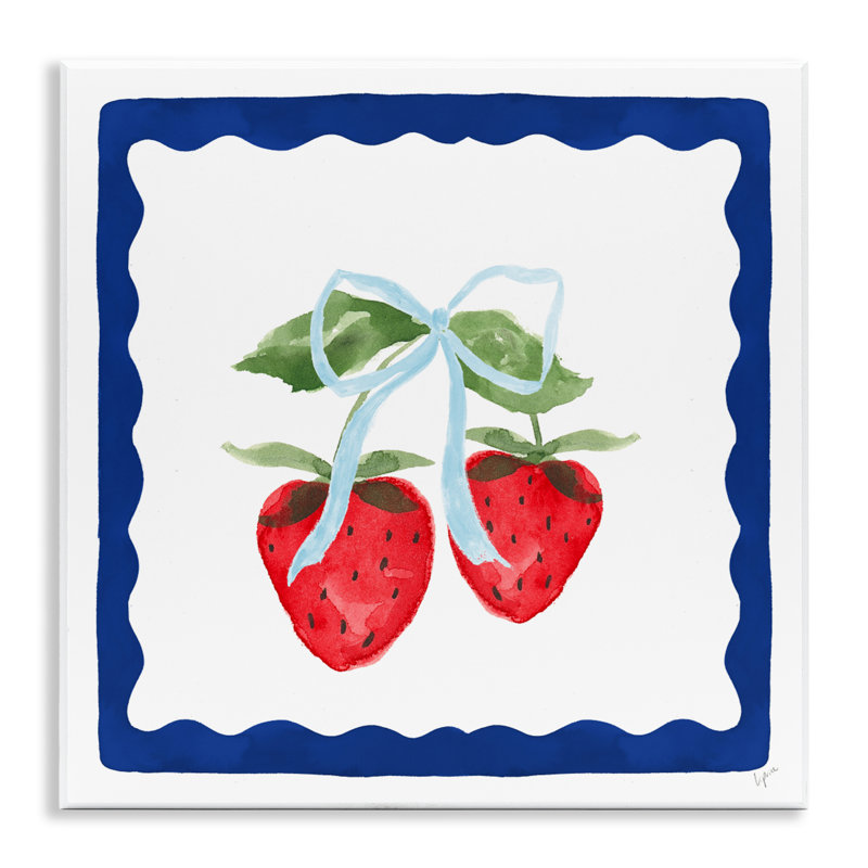 Plaque murale Summer Summer Borded Strawberries, design par Lucille Price