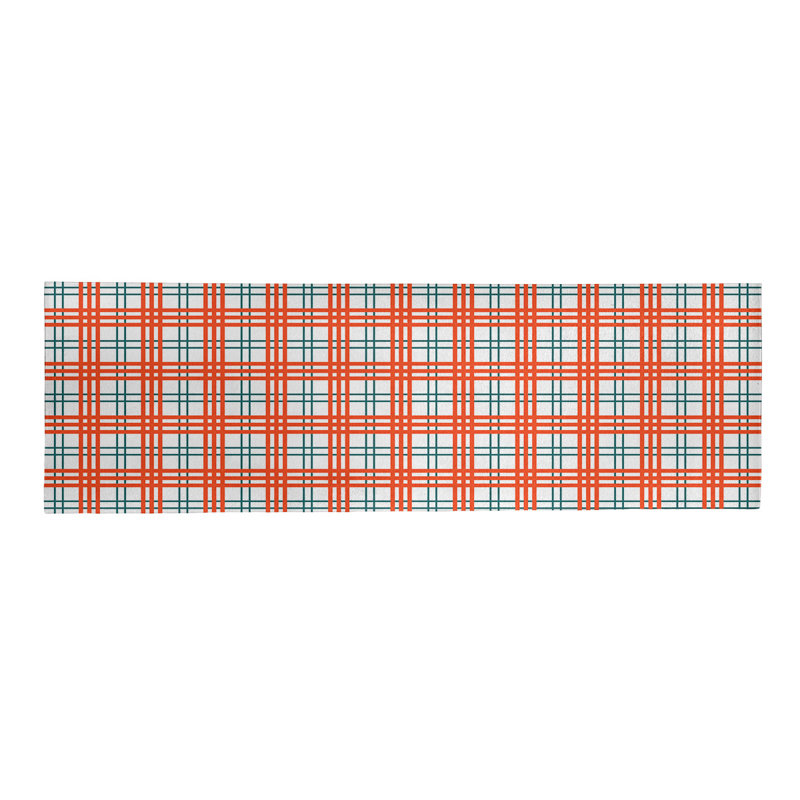 Tapis orange / blanc à carreaux, Tapis de couloir 2 pi 6 po x 8 pi