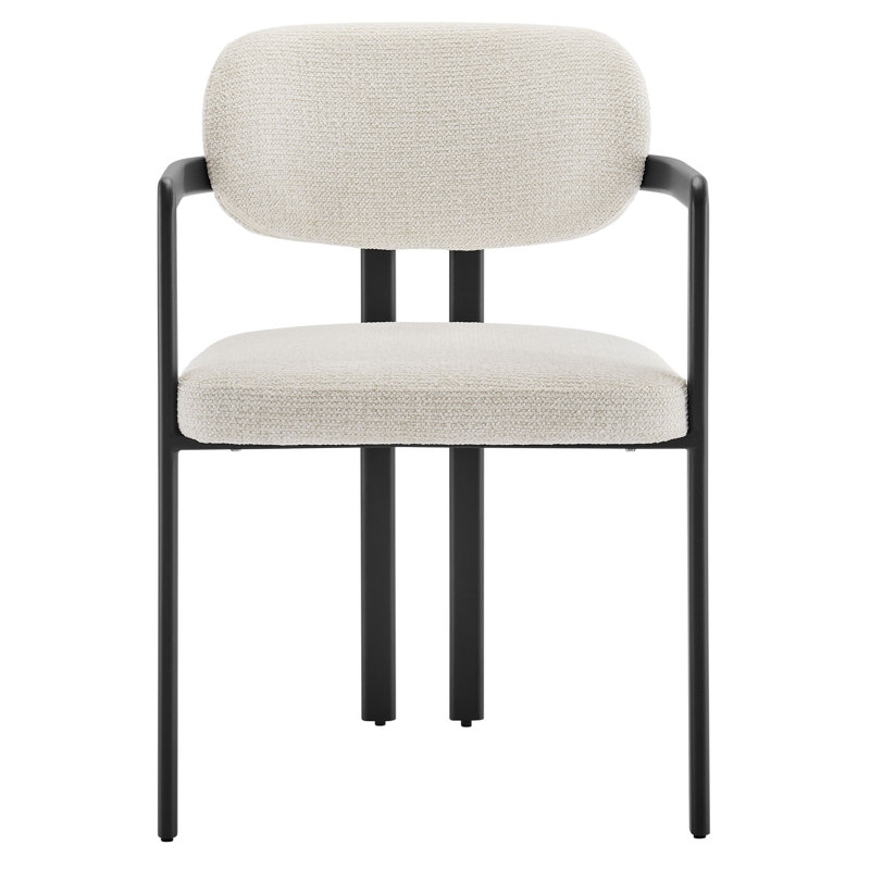 Elio Barrel Fabric And Metal Dining Chair, Cream