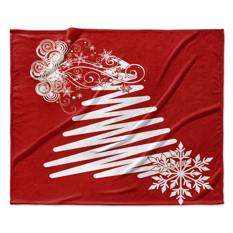 Christmas White Tree Blanket Plain Weave / Muslin Heated Throw Blanket, 60" W x 80" L