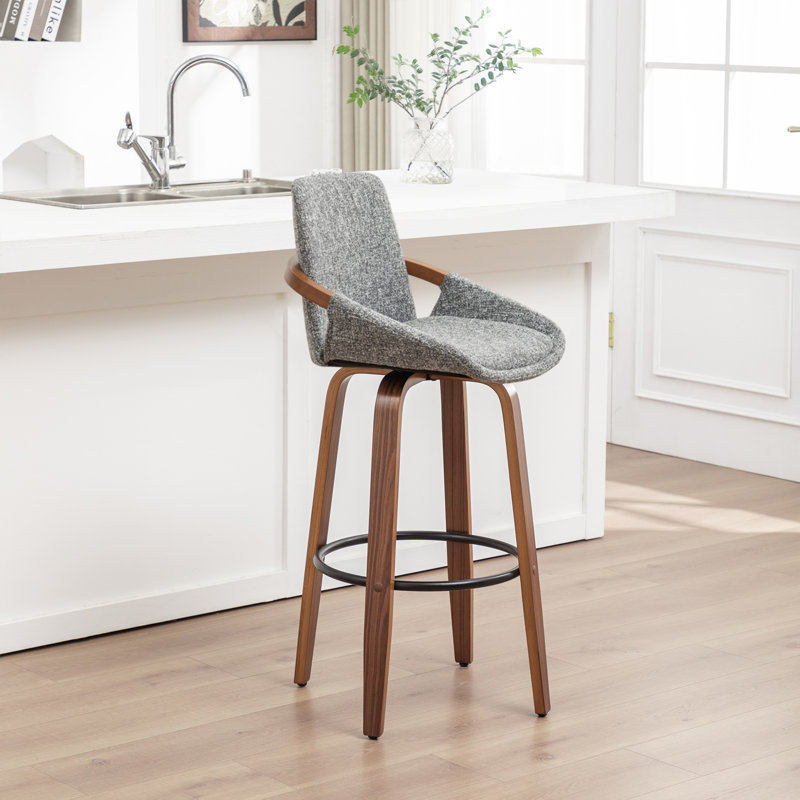 Carruth Swivel Upholstered Counter&Bar Stool, Bar Stool (30" Seat Height), Light Gray