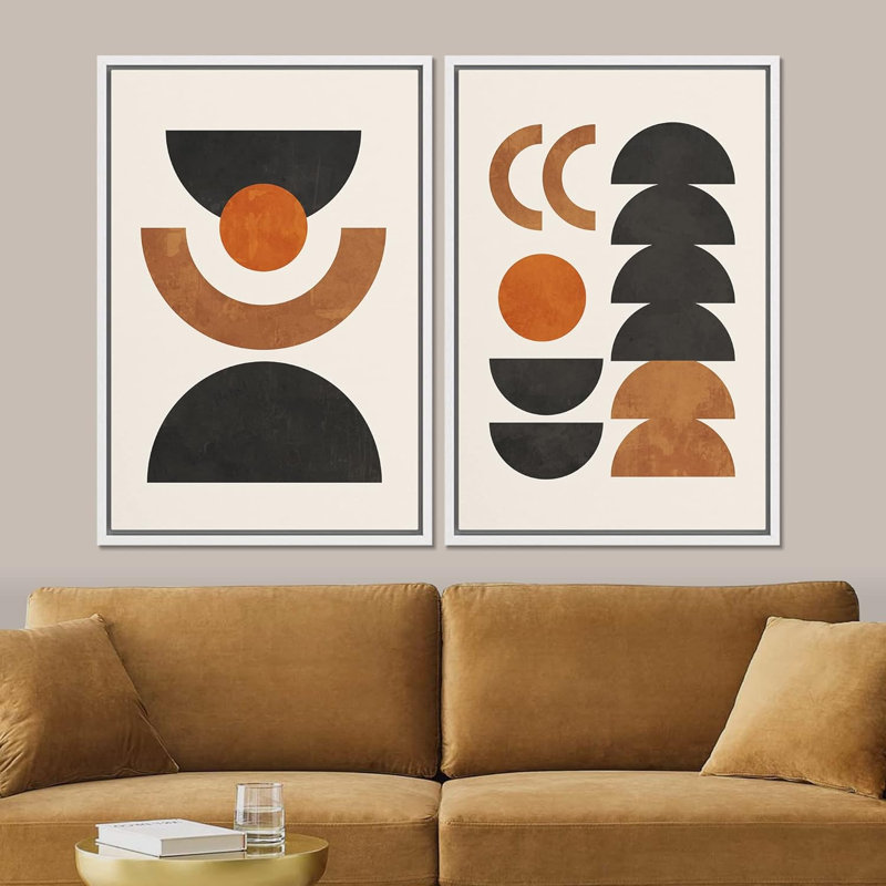 Art moderne bohème de style abstrait Mid-Century, Blanc, H 36 po x l 24 po