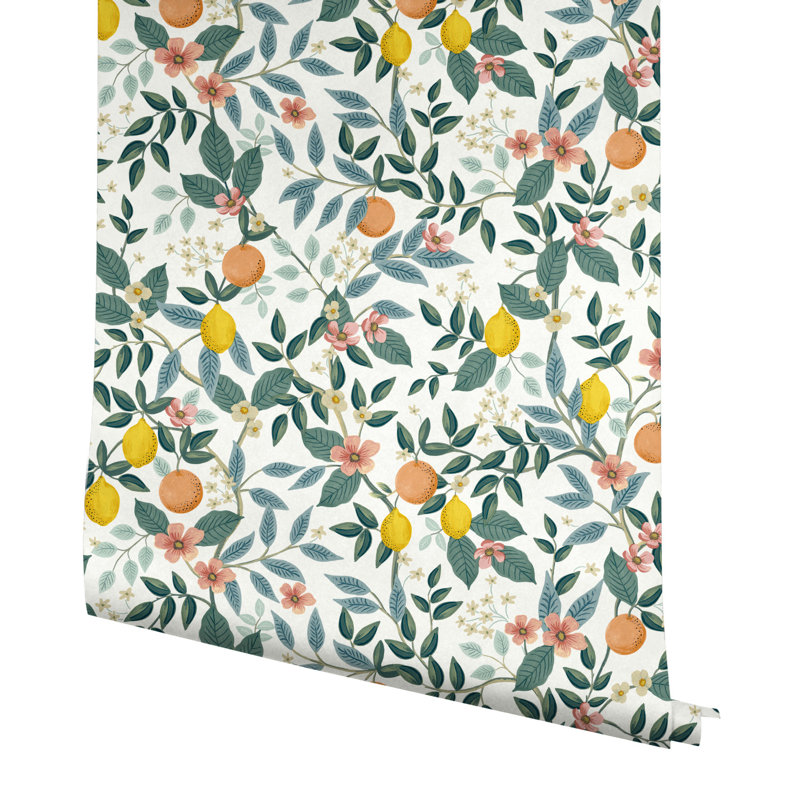 Citrus Grove Peel & Stick Wallpaper, Blue/Yellow/Orange