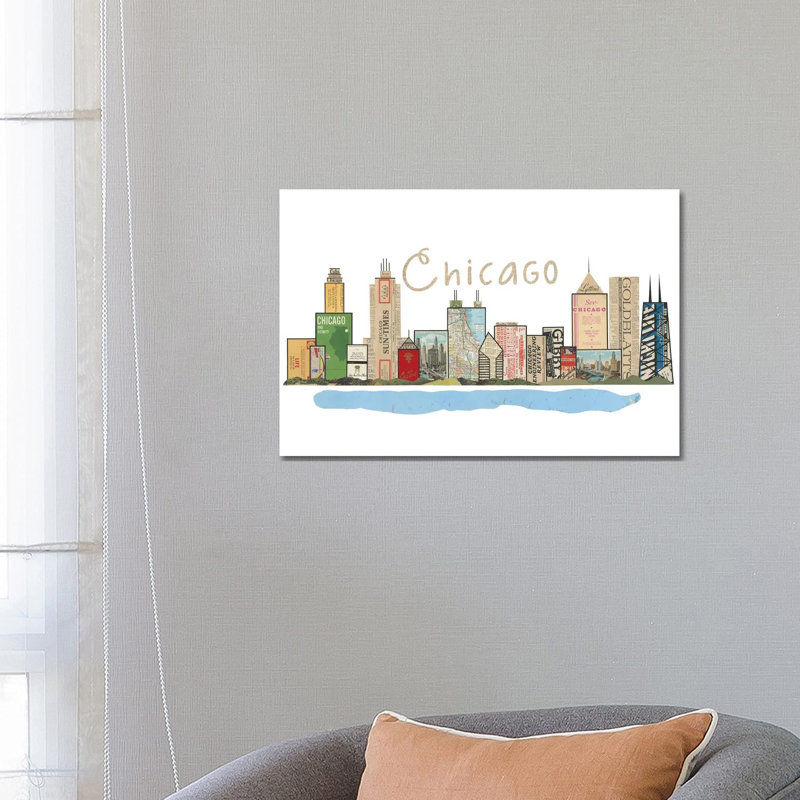 «Chicago Skyline» par Paper Cutz, impression sur toile tendue, H 18 po x l 26 po x P 1,5 po