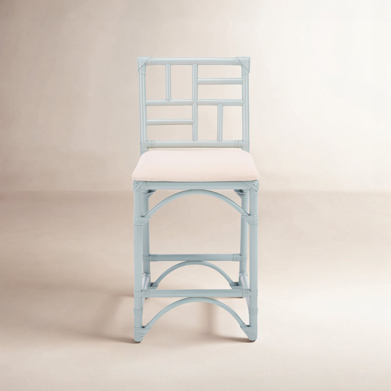 Tabouret de bar avec coussin Christine, Light Blue