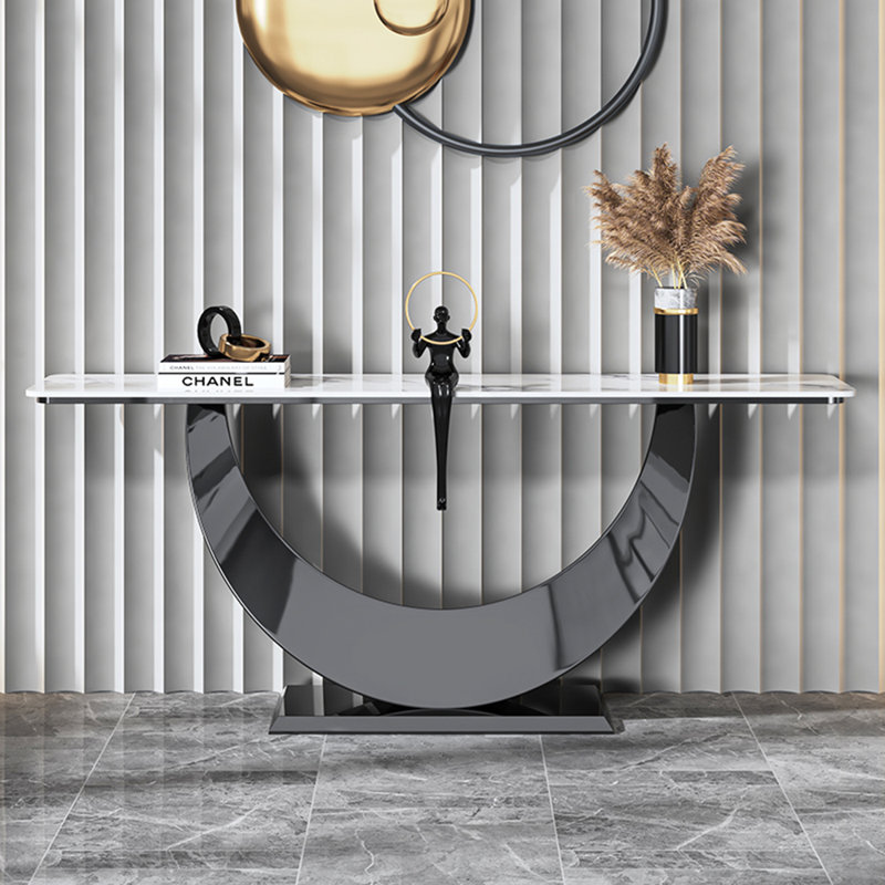 Console moderne de luxe simple, Gris foncé, H 31,5 po x l 63 po x P 13,8 po