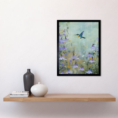 Bluebell Hummingbird Pastel Painting Nectar Flowers - Single Picture Frame Print