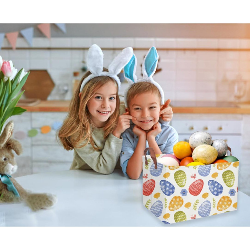 Paniers de Pâques rectangulaires, panier de Pâques pour enfants. Panier de Pâques avec poignées. Décoration œufs de lapin de Pâques, jouets, livres, cadeaux de Pâques (Highlight Pâques)