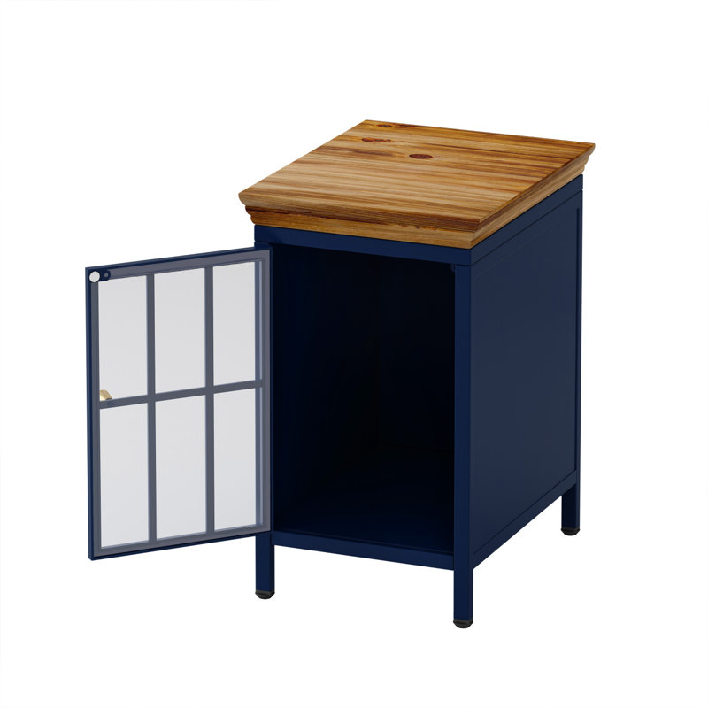 Table de chevet avec armoire de rangement et plateau en bois massif