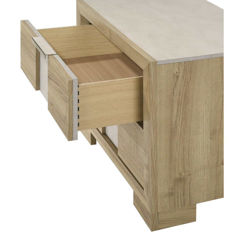 Table de chevet en bois à deux tiroirs 1Pc Driftwood