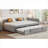 Guest Room and Sleepover Use Modern Striped L-Shaped Upholstered Daybed with Pop-Up Twin Trundle, Slate Gray-2004220035