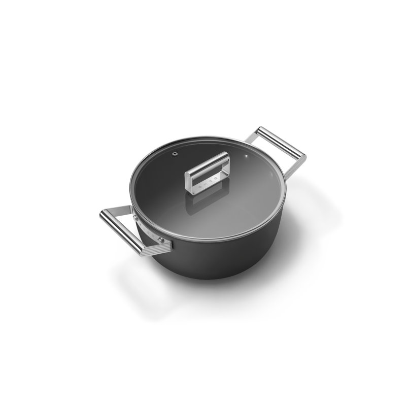 Smeg Casserole Pan 24cm with Lid, Black