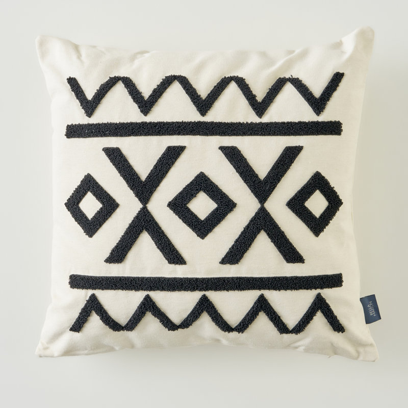Helena Cotton Punch Embroidered Throw Pillow