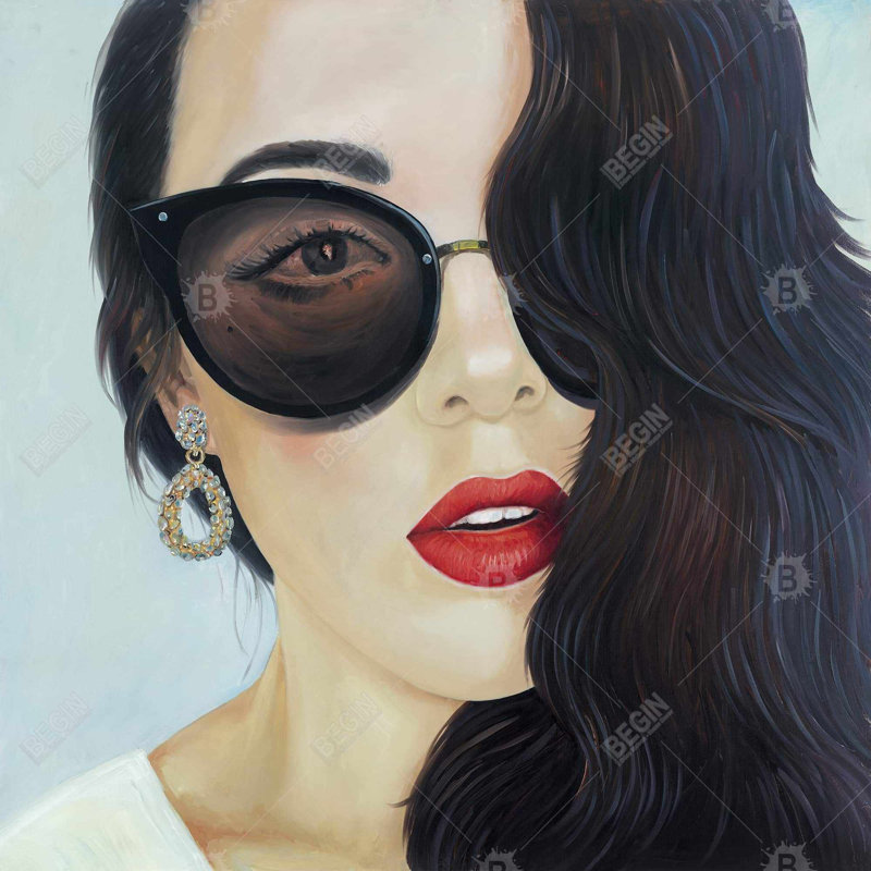 Fashionable sunglasses - 24"x24" Framed canvas