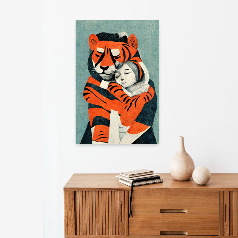 Art contemporain, art moderne tigre, H 24 po x l 16 po