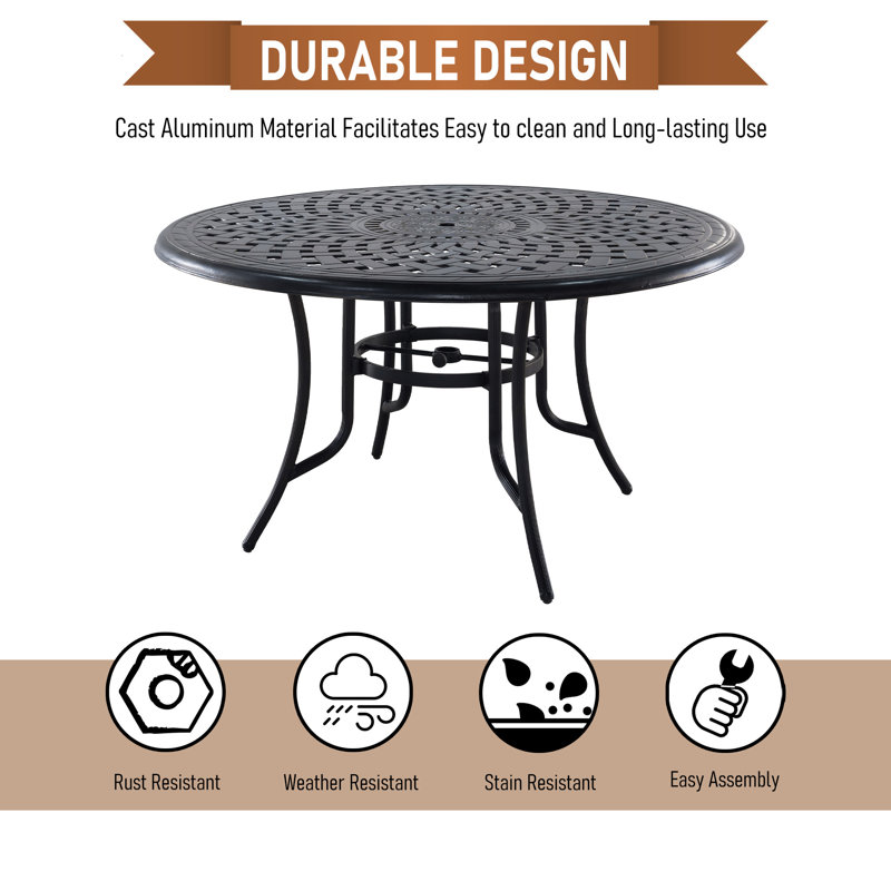 Tannenbaum Round Cast Aluminum Outdoor Dining Table