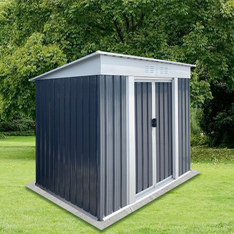 Outdoor Storage Sheds Pent Roof, Gray, 71.27" H x 62.32" W x 33.15" D