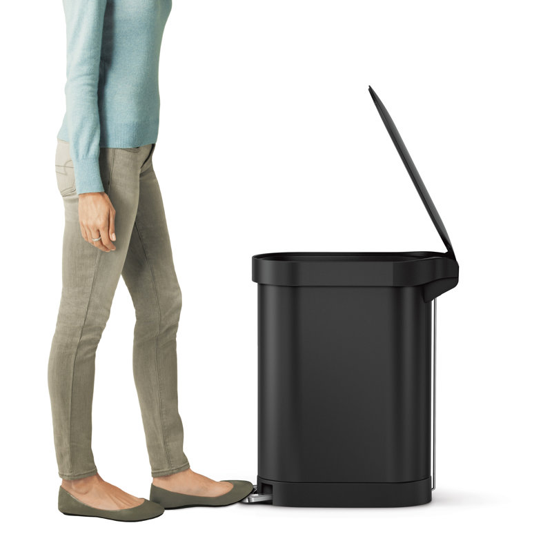simplehuman 45L slim pedal bin, matte black steel