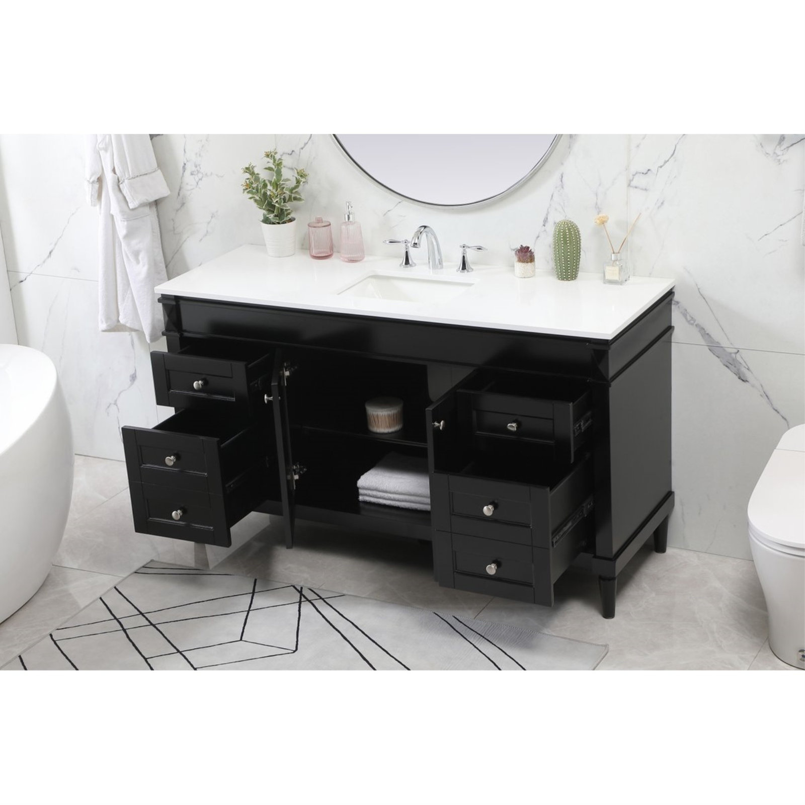 Readington 60'' Single Bathroom Vanity, Black