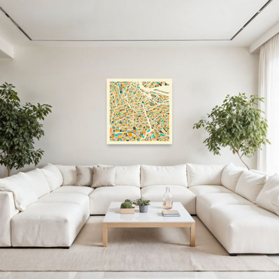 Colorful Amsterdam Map Abstract Colorful Geometric Architecture City Wall Art Print