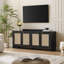 Meuble télé Boho avec 4 armoires de rangement en rotin, centre de divertissement télé pour téléviseur de 65 po ou moins-2121021217