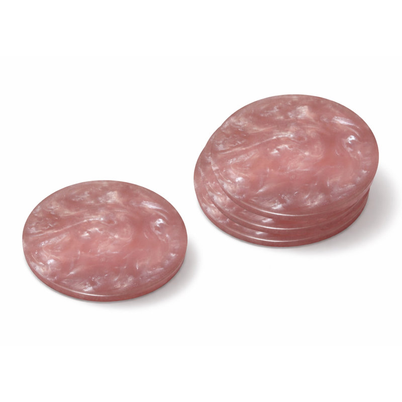 Ensemble de sous-verres | Ensemble de 4 sous-verres en résine de forme ronde 4 po | Sous-verre artisanal pour comptoir de cuisine, table basse, décoration intérieure | Rose