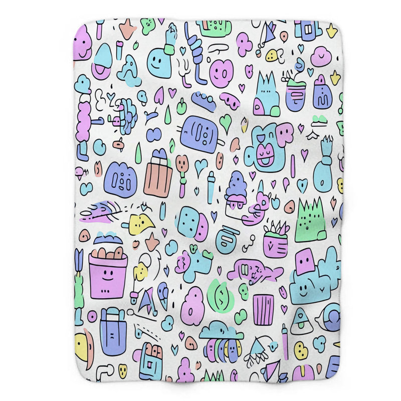 Dreamy Doodle Dreams - 1 pièce Sherpa Premium, Grand lit