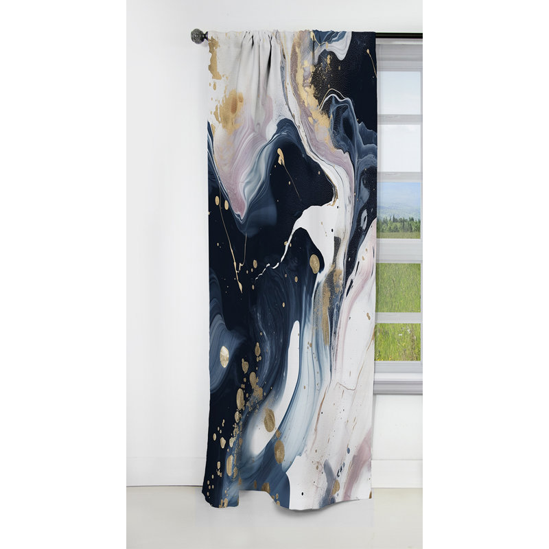 Kaat - Rideau occultant en marbre marbré abstrait - 1 panneau, L 52 po x L 108 po