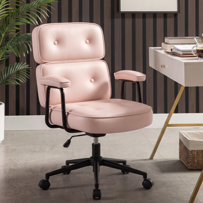 Fauteuil de bureau capitonné en similicuir avec accoudoirs rembourrés