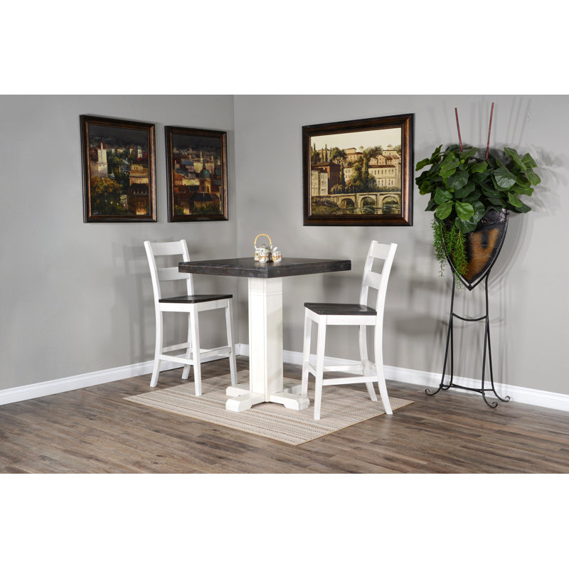 Midvale Mahogany Solid Wood Dining Table, White/Charcoal Gray