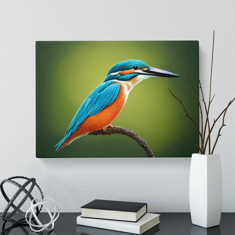 Dynamic Kingfisher Bird - Wrapped Canvas Print, 35cm H x 50cm W x 3cm D