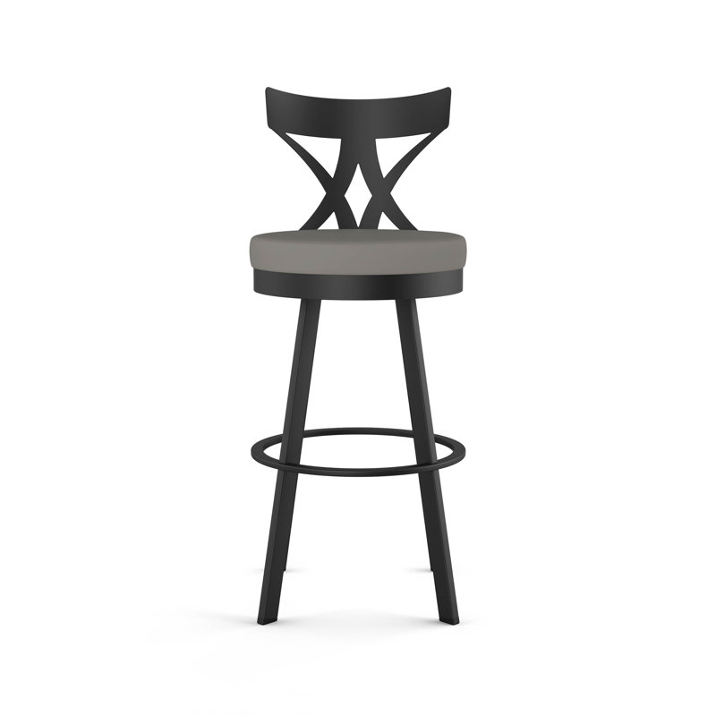 Tabouret de bar et de comptoir pivotant Amalja, Tabouret de bar (assise de 30 po de hauteur), Noir, Taupe
