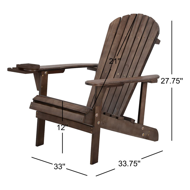 Chaise Adirondack en bois massif Barrand, Marron foncé