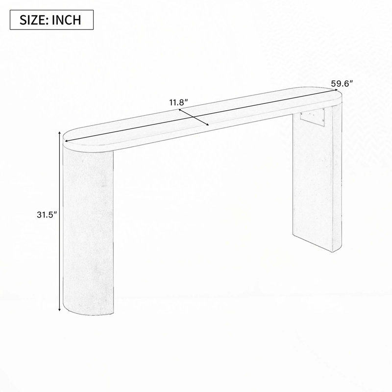 59.6"Long Oval Shaped  Console Table, Black