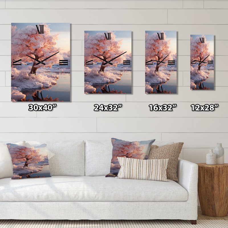 Horloge murale paysage d'hiver Frozen Sunlight III, Petit