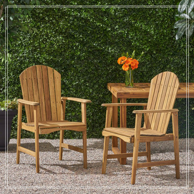 Chaises de salle à manger d'extérieur résistantes aux intempéries en bois d'acacia Adirondack (ensemble de 2), parfaites pour les sièges rustiques et de patio