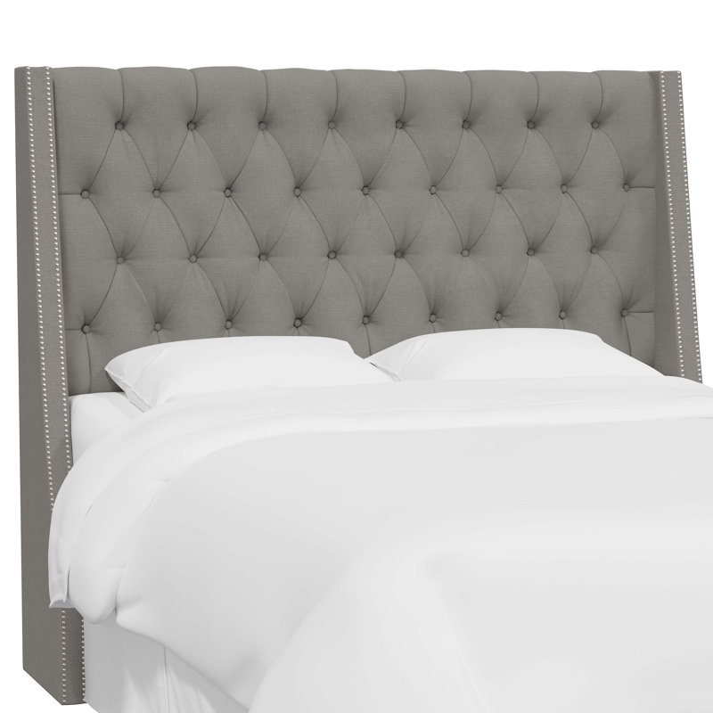 Crosston Upholstered Headboard, Queen, Classic Grey Linen, 100% Polyester