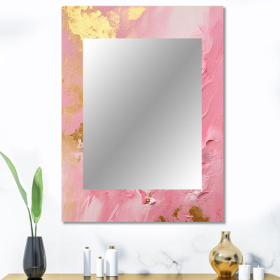 Rose et or, Energies nouvelles III - miroir mural abstrait unique, miroir moderne, impression d'art en métal