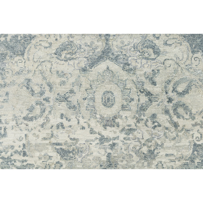 Tapis rectangulaire tissé à la main gris / bleu clair, Rectangle 9 pi x 12 pi