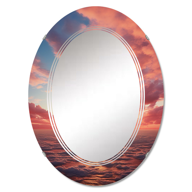 Diorios - Miroir mural nautique et plage ovale, 30 po x 20 po