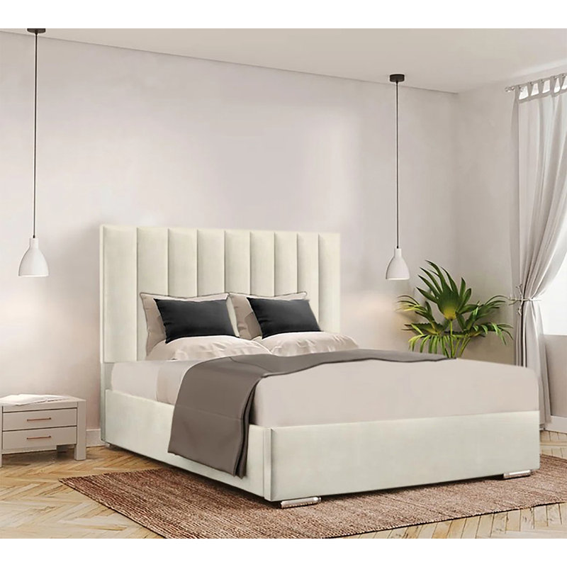 Caylob Upholstered Bed, Single, Cream
