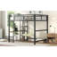 Lit mezzanine en métal avec bureau intégré et tablettes de rangement