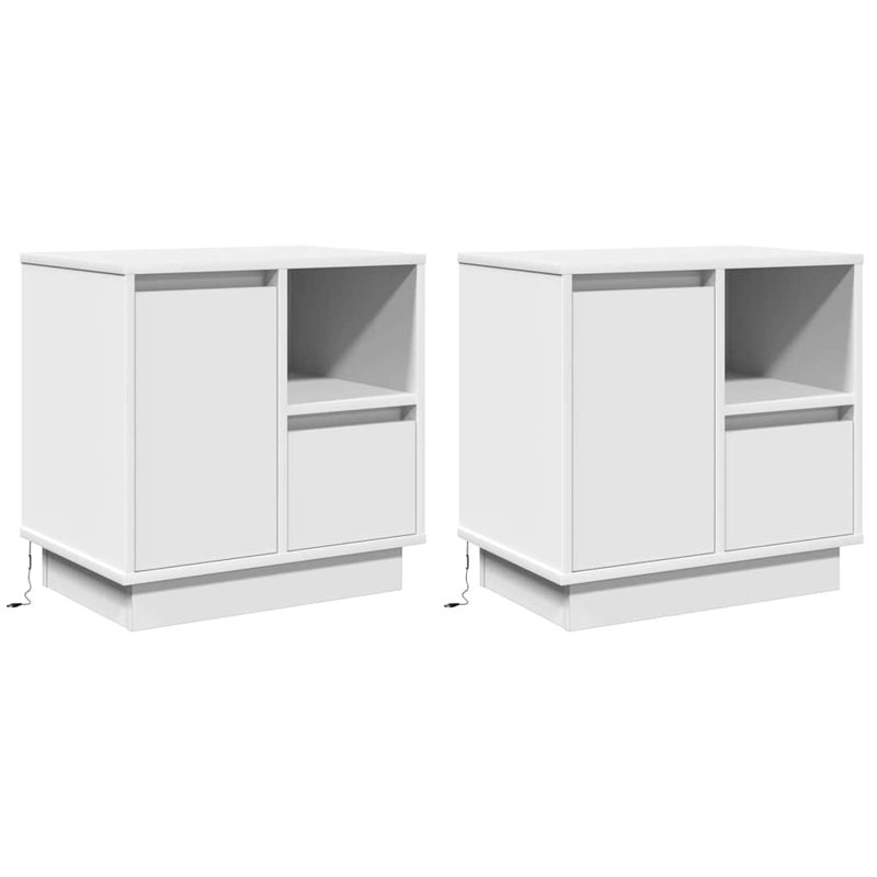 Bedside Cabinet With Drawer 2 Pcs 50 X 34.5 X 50 Cm, White