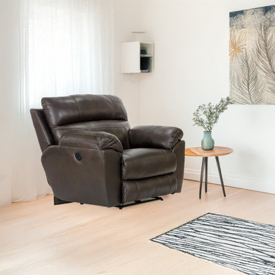 52" Wide Genuine Leather Power Recliner by Red Barrel Studio
