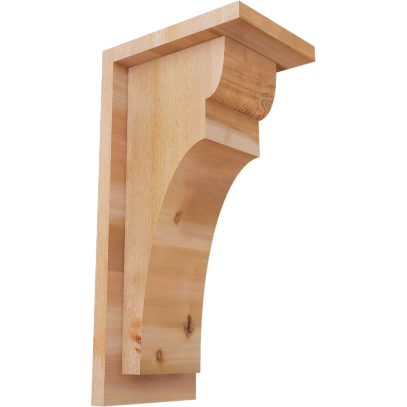 Yorktown Corbel w/Backplate, 16" H x 6" W x 8" D, Western Red Cedar, Rough Sawn